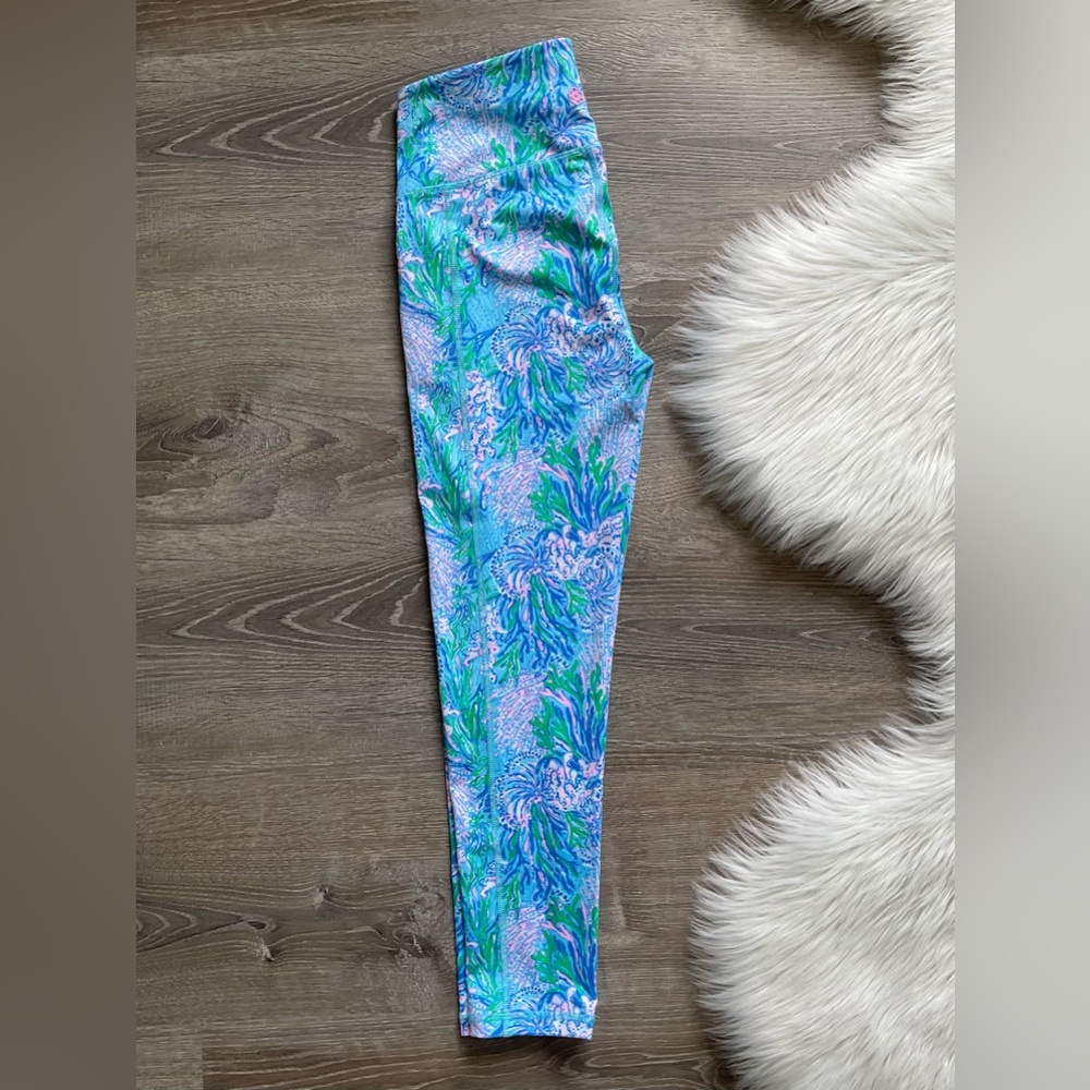 🩵🩷LILLY PULITZER South Beach High Rise Leggings Las Olas Aqua Strong Current Sea - Picture 6 of 6